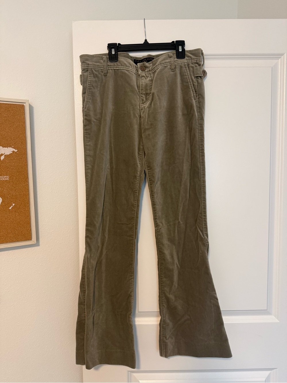 Juicy Couture Olive Green Velvet Flare Pants